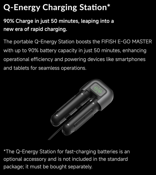 Qysea-Fifish - Energy Station Kit für das Fifish ROV Modell E-GO - Schnell-Ladestation mit vielen Zusatzfunktionen und zwei E-GO Batterien zu je 69.12Wh